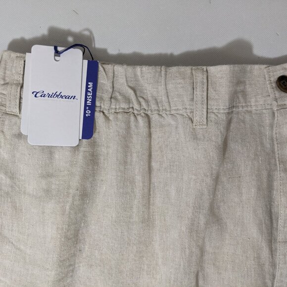 NEW- Big Mens Roundtree & Yorke Caribbean Linen Shorts 10" Inseam- Beige - Picture 5 of 9